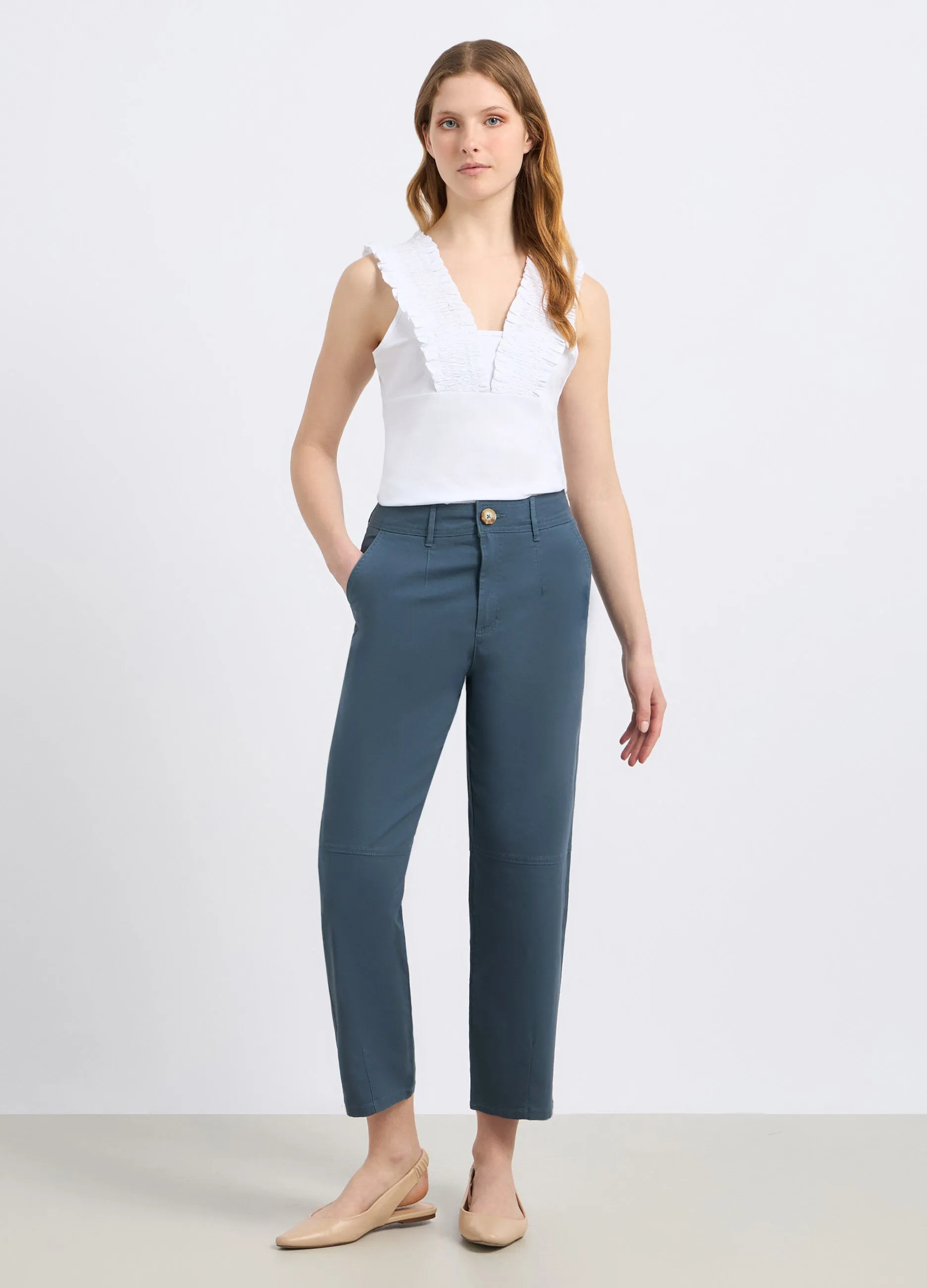 Pantaloni in cotone stretch donna