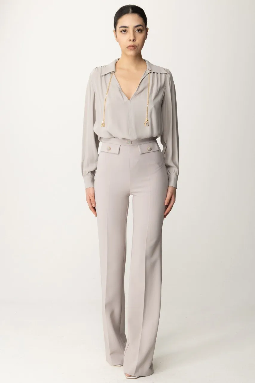 Pantaloni svasati con patte logate in vita Perla