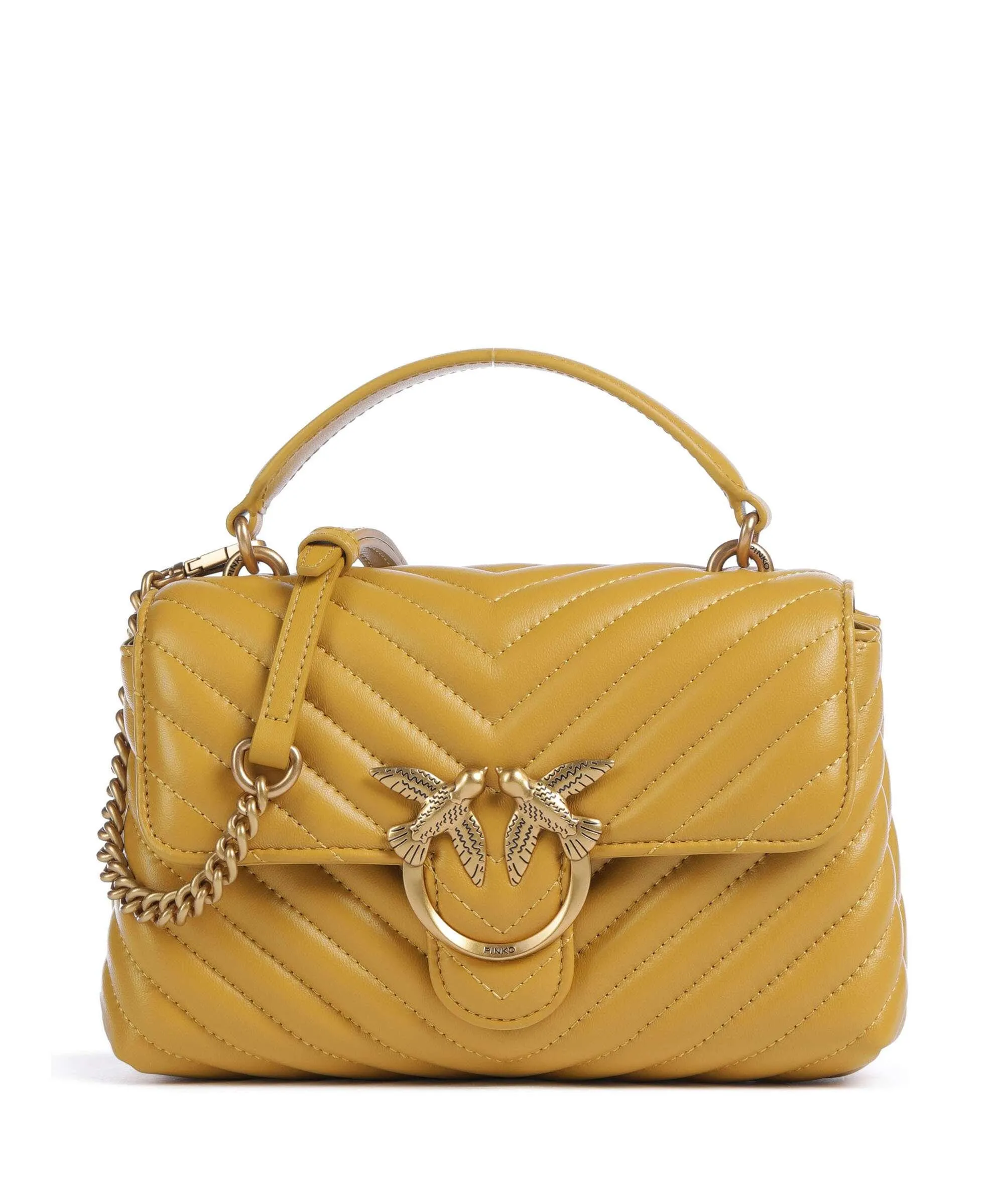  Pinko Love Lady Puff Mini Borsa a tracolla pelle di pecora giallo senape  