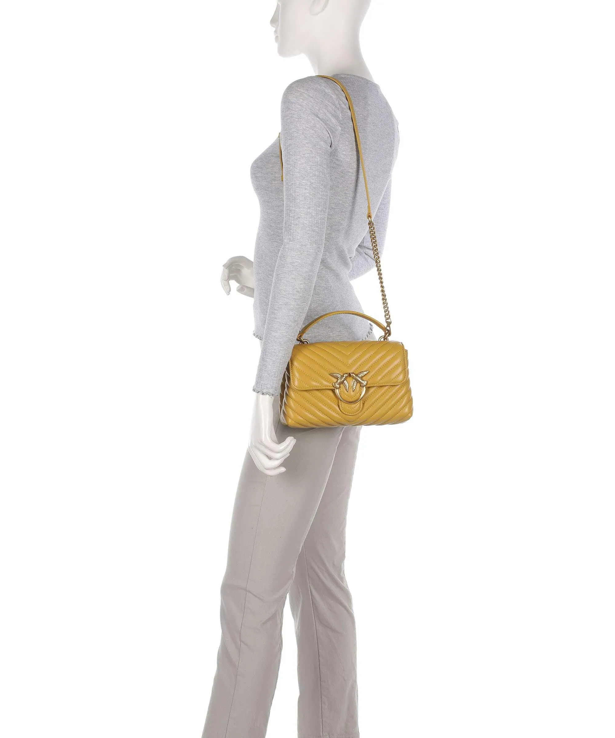  Pinko Love Lady Puff Mini Borsa a tracolla pelle di pecora giallo senape  
