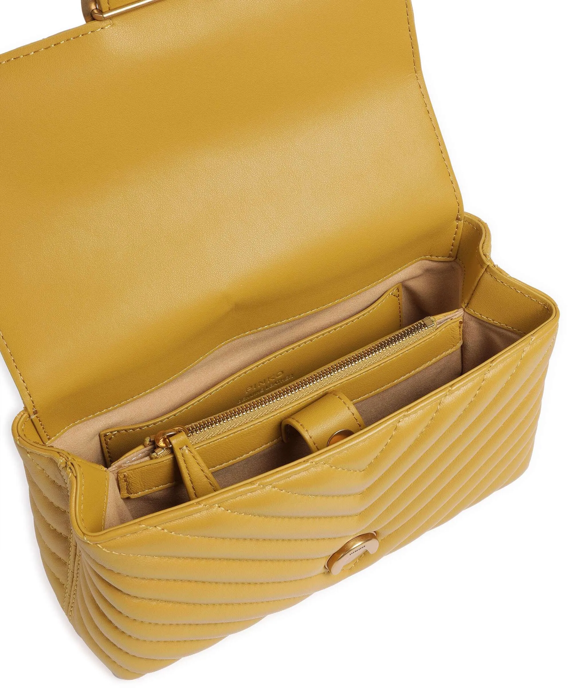  Pinko Love Lady Puff Mini Borsa a tracolla pelle di pecora giallo senape  