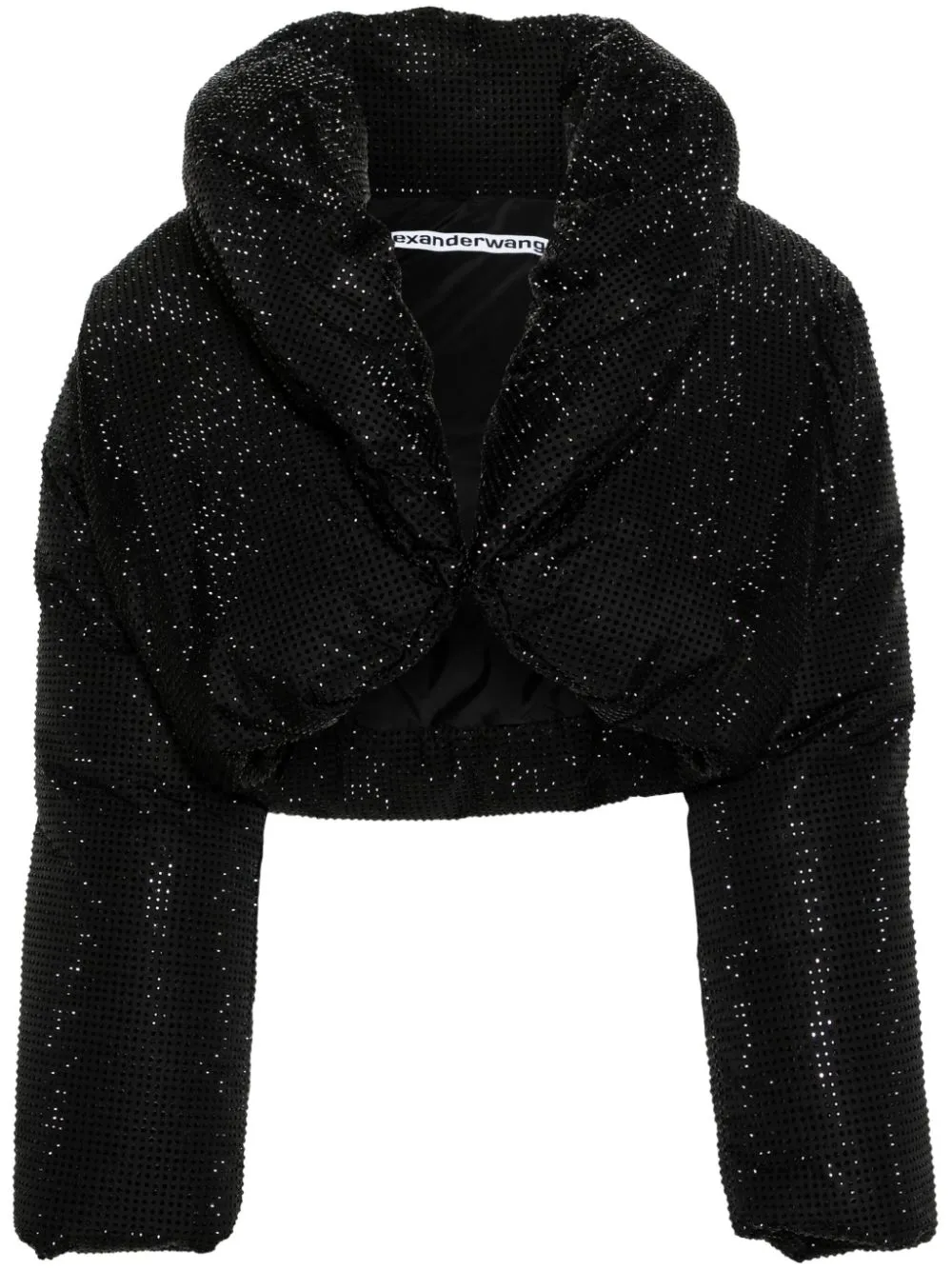 Piumino corto con strass in nero - donna