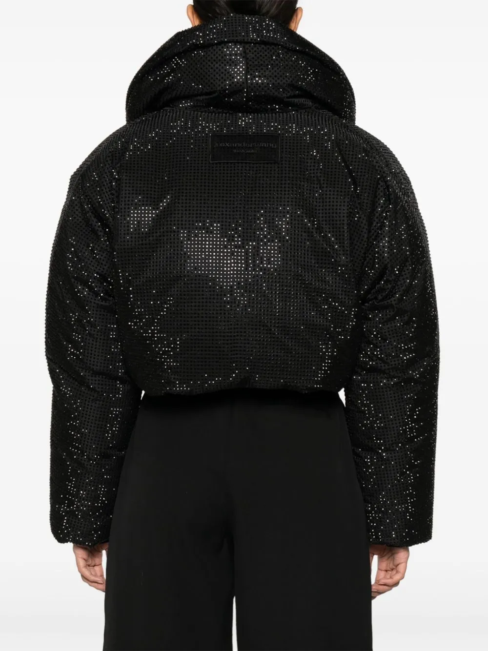 Piumino corto con strass in nero - donna