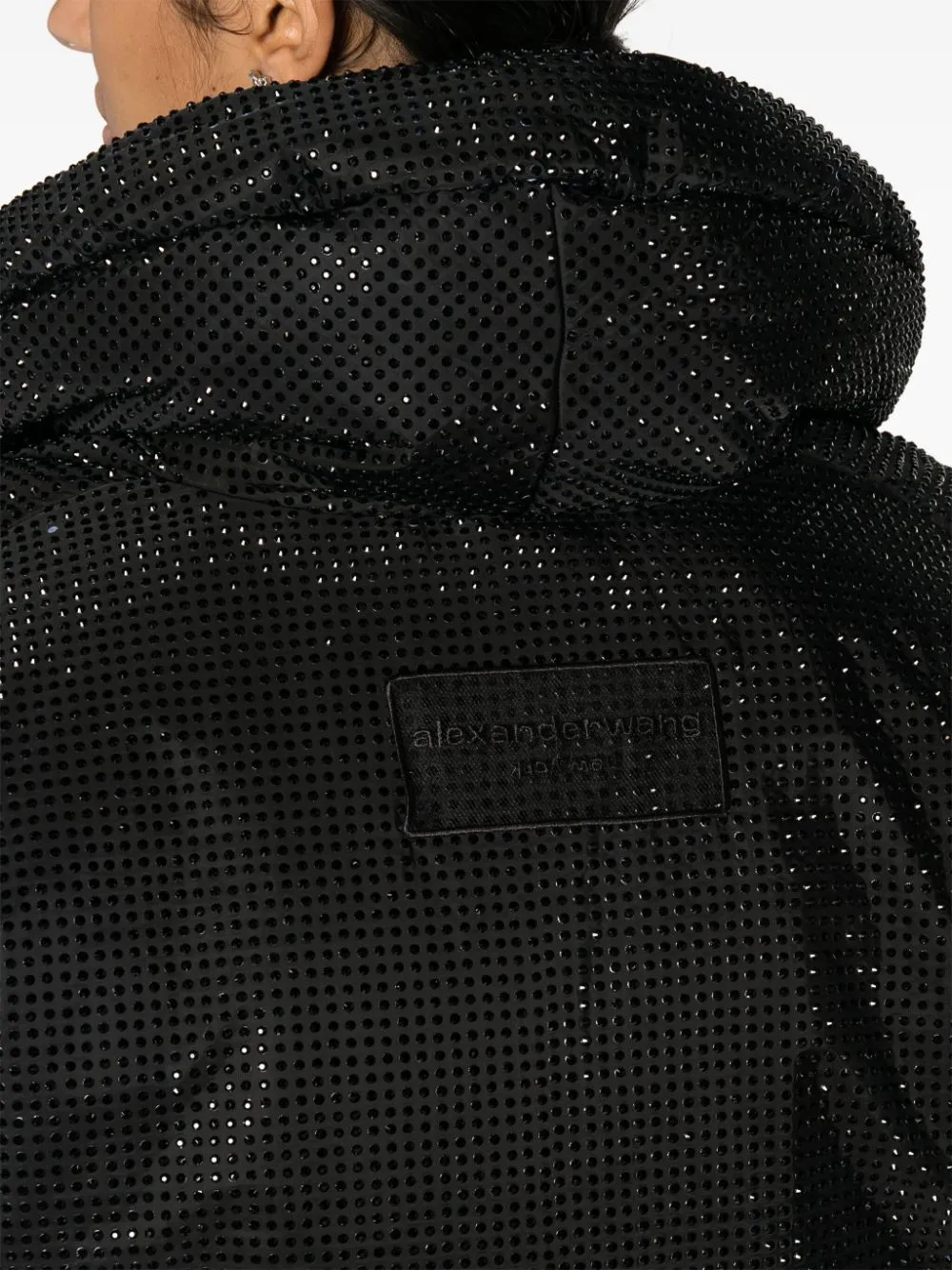 Piumino corto con strass in nero - donna