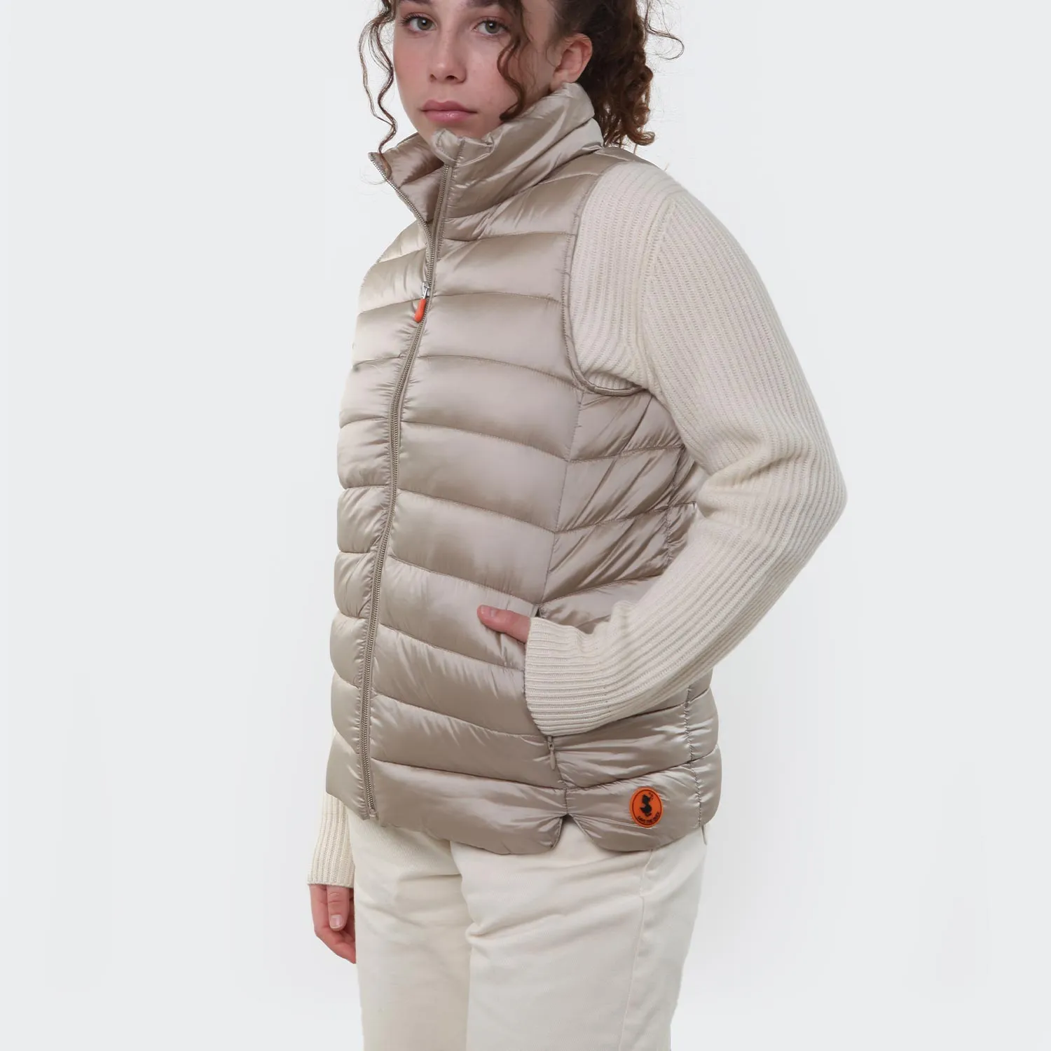 Piumino Gilet Franky Beige Bambina E Ragazza