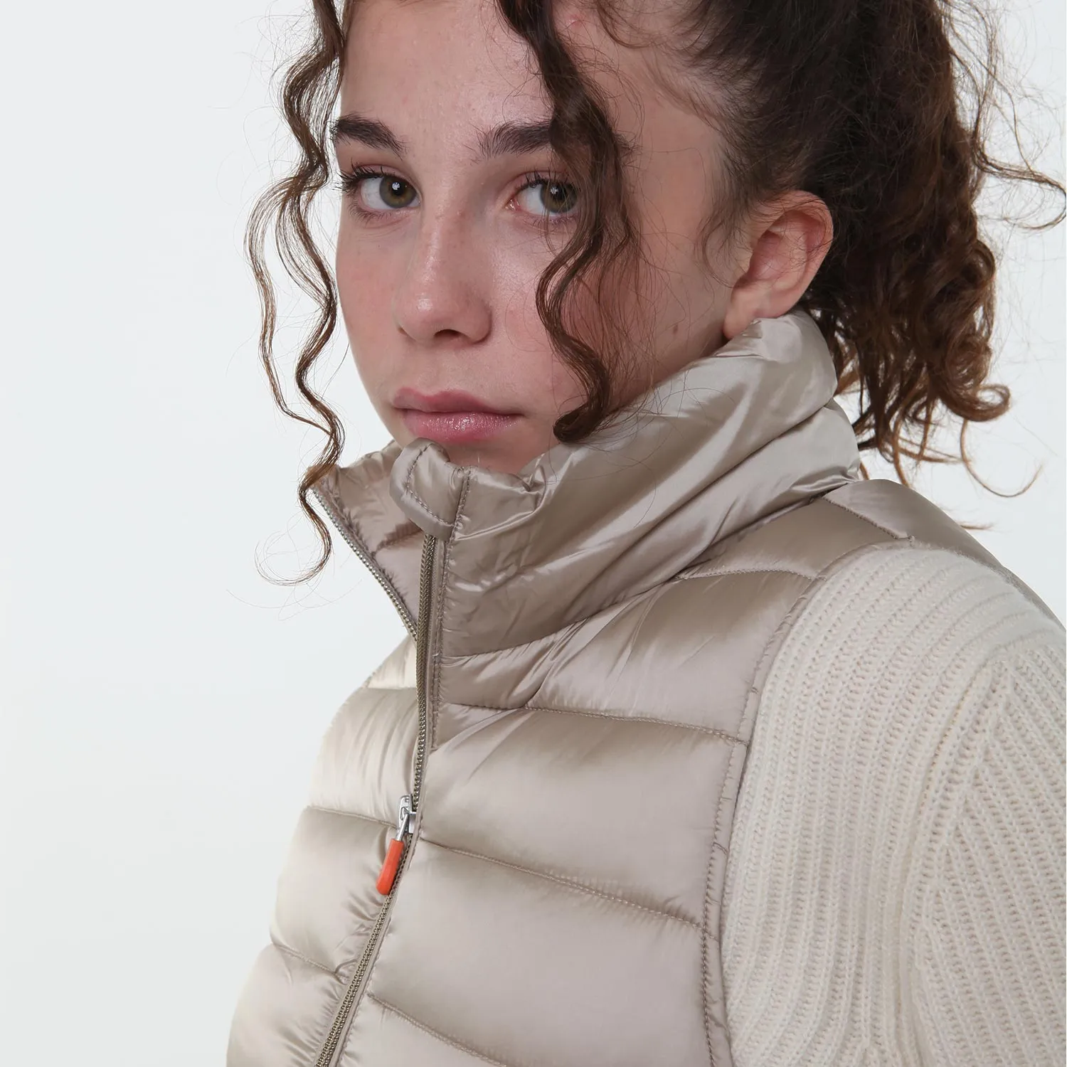 Piumino Gilet Franky Beige Bambina E Ragazza