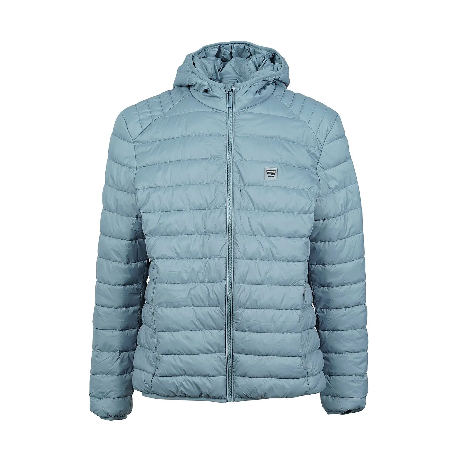 Piumino leggero azzurro con tasche e logo