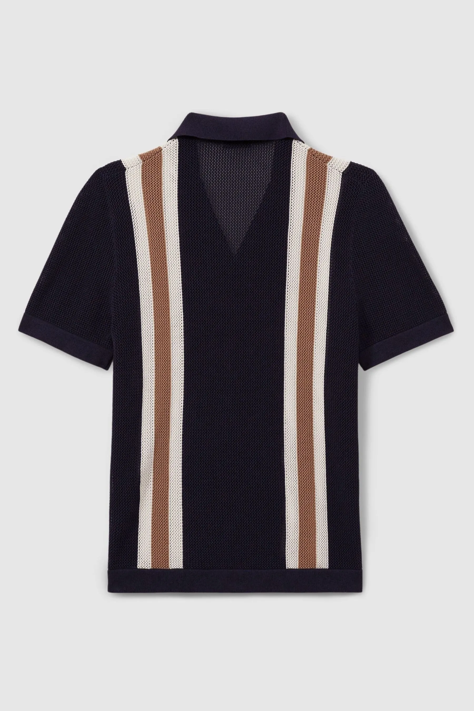Reiss Danube Ché Knitted Contrast Stripe Cuban Collar Shirt    