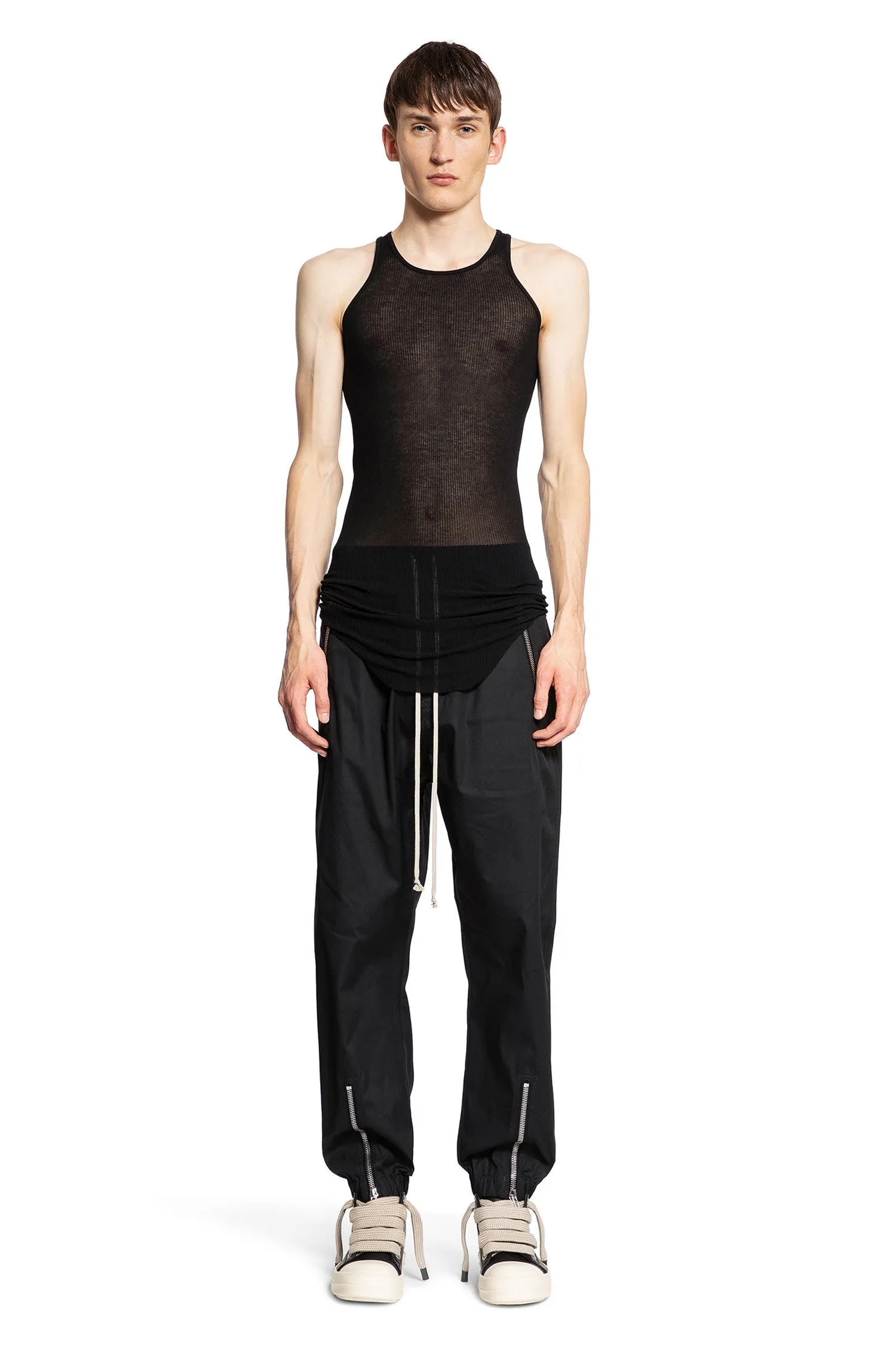 rick owens  forever basic rib tank in viscose silk rib jersey 
