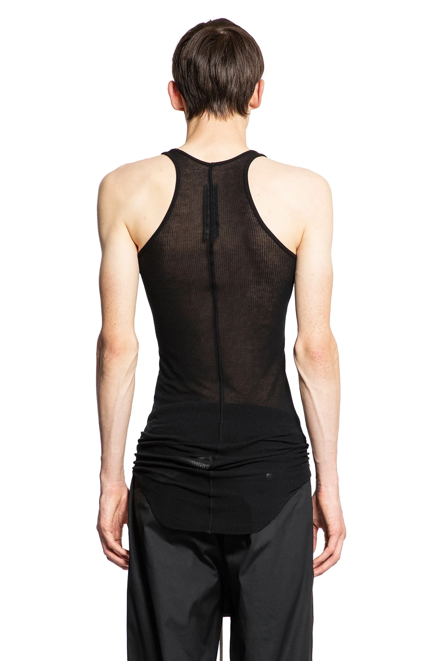 rick owens  forever basic rib tank in viscose silk rib jersey 