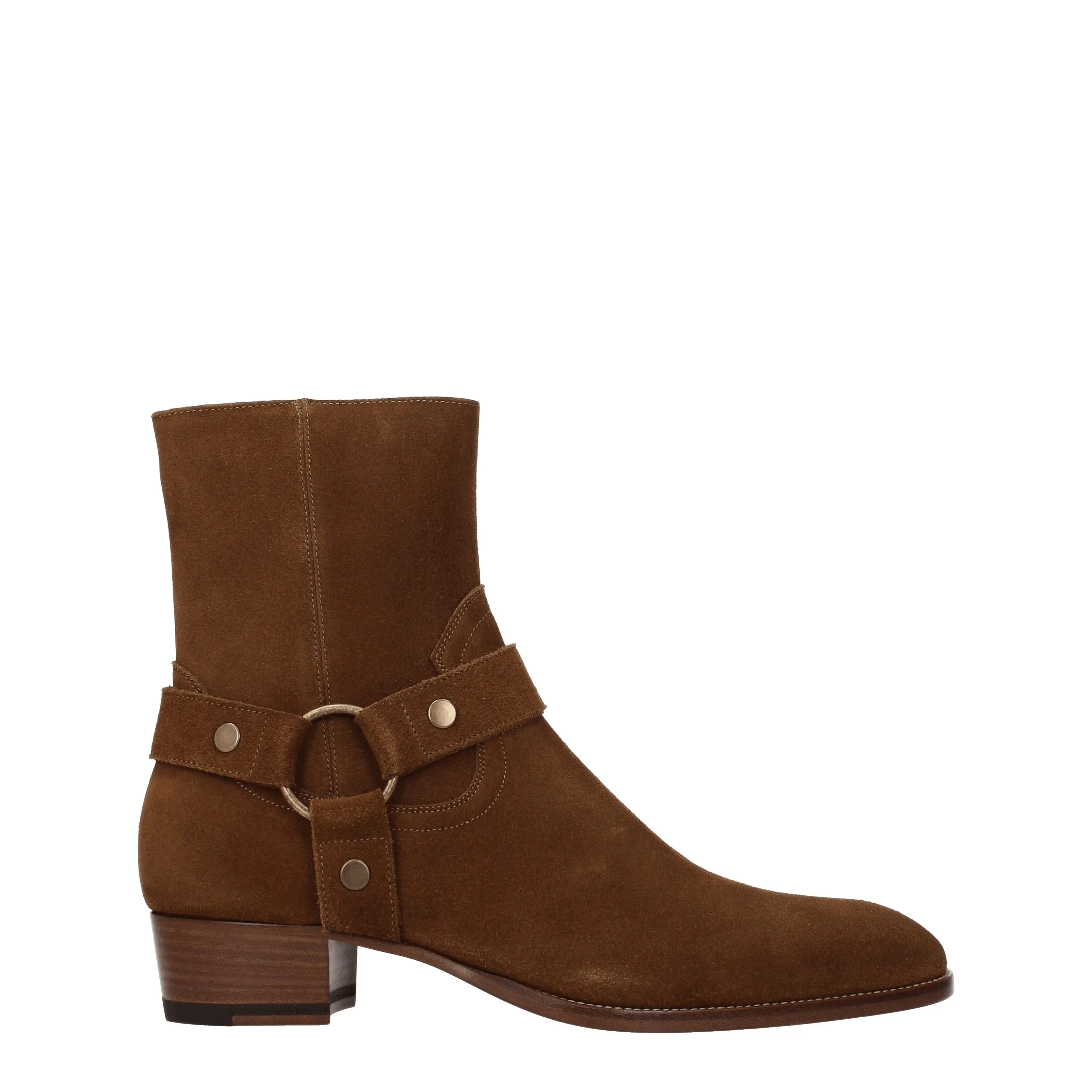 Saint Laurent Stivaletti Uomo Camoscio Marrone/Noce