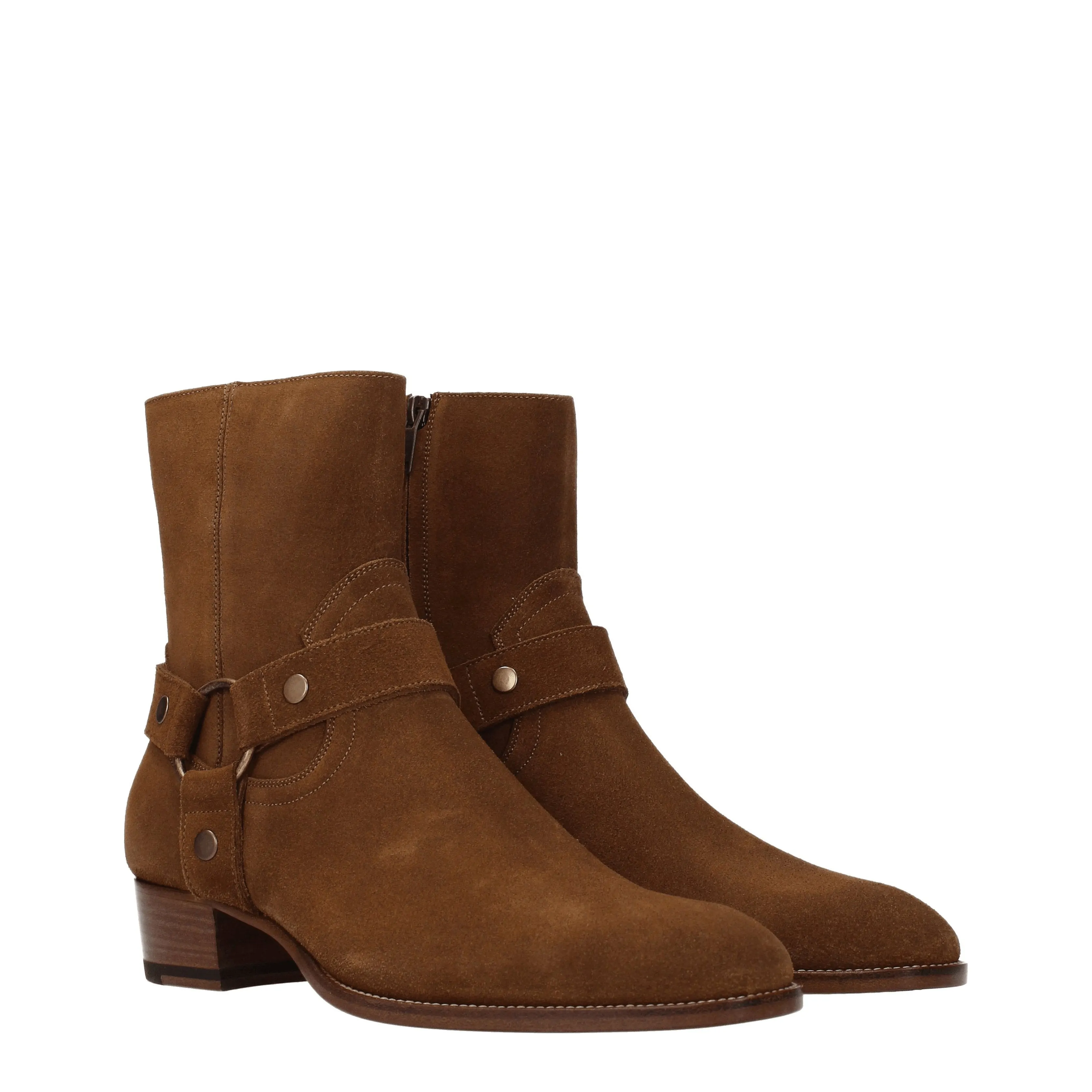 Saint Laurent Stivaletti Uomo Camoscio Marrone/Noce