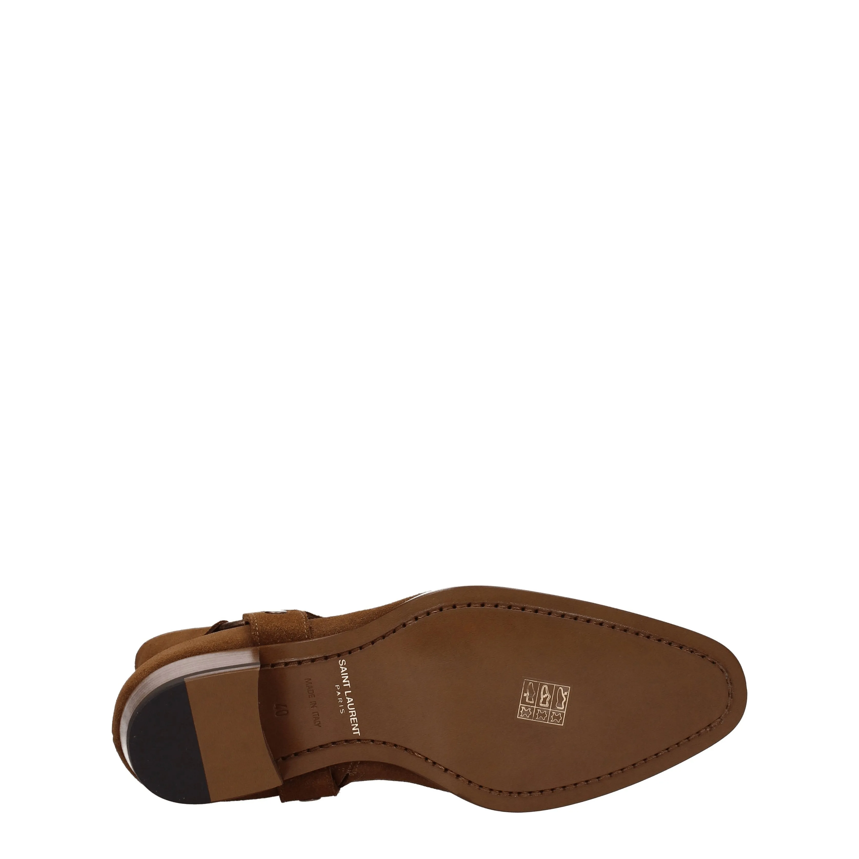 Saint Laurent Stivaletti Uomo Camoscio Marrone/Noce
