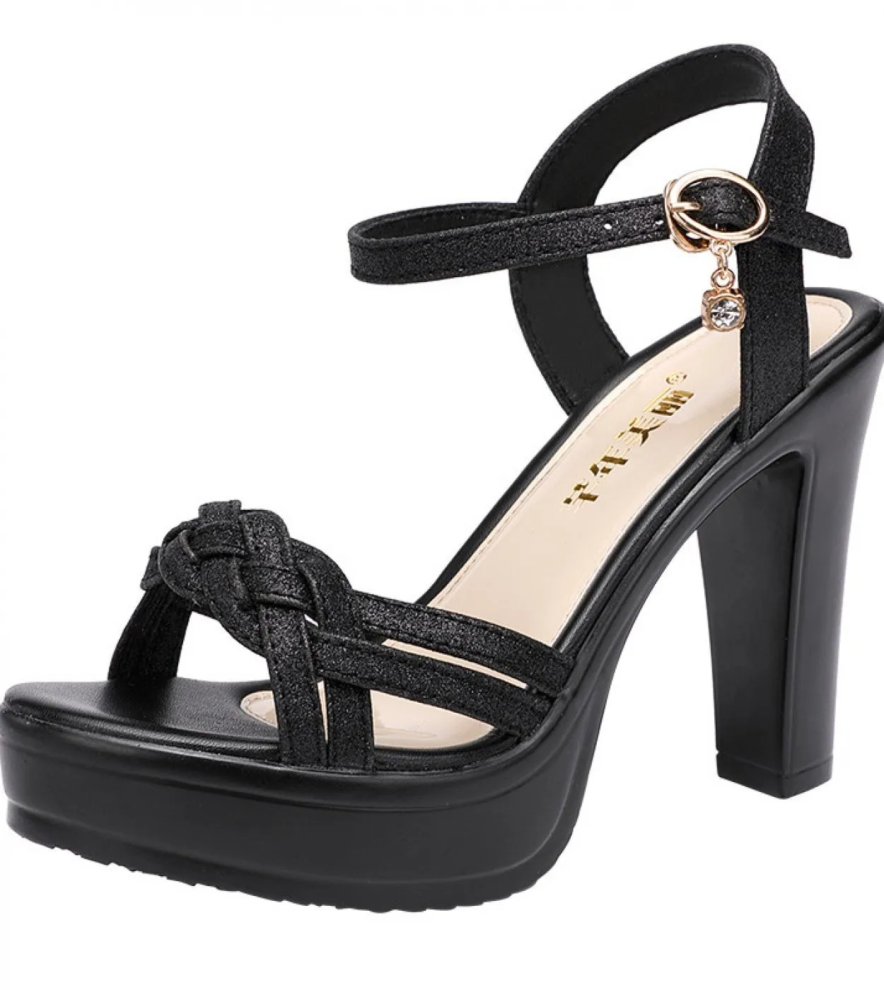 Sandali da donna con treccia a bocca di pesce Donna Estate 2022 Scarpe da ballo con tacchi alti femminili Sandali con plateau Sc
