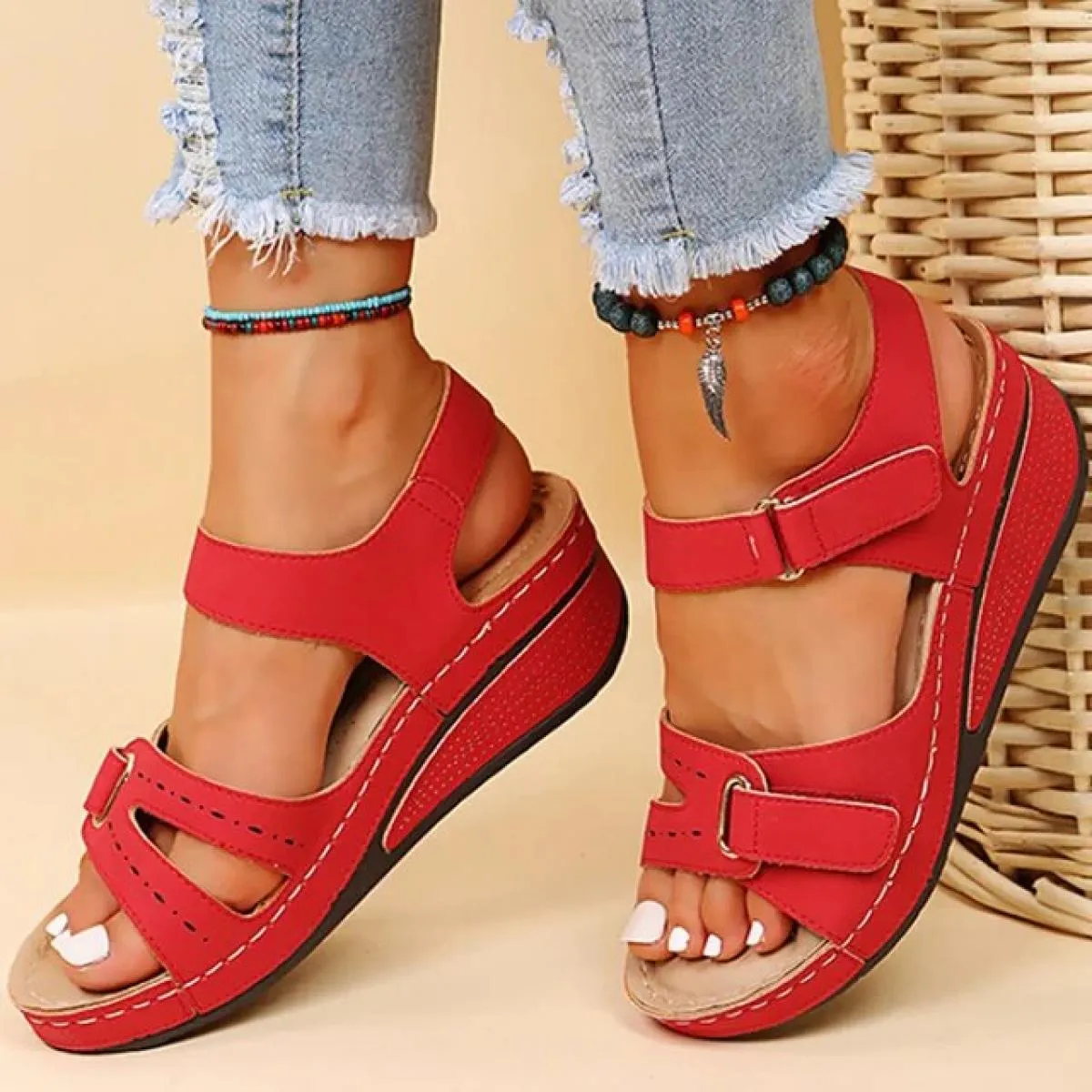 Sandali da donna Tacchi Sandali estivi con zeppa Eleganti scarpe col tacco per donna Sandali con plateau Mujer Zeppe leggere