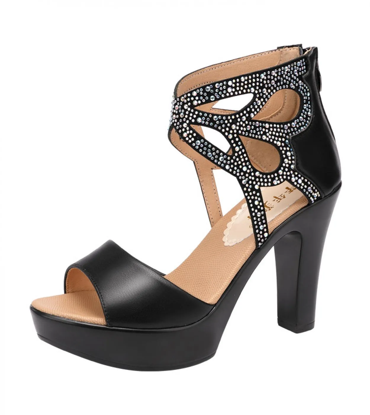 Sandali gladiatore da donna Moda strass Scarpe con plateau estive da donna Sandali con tacco alto a punta aperta da donna