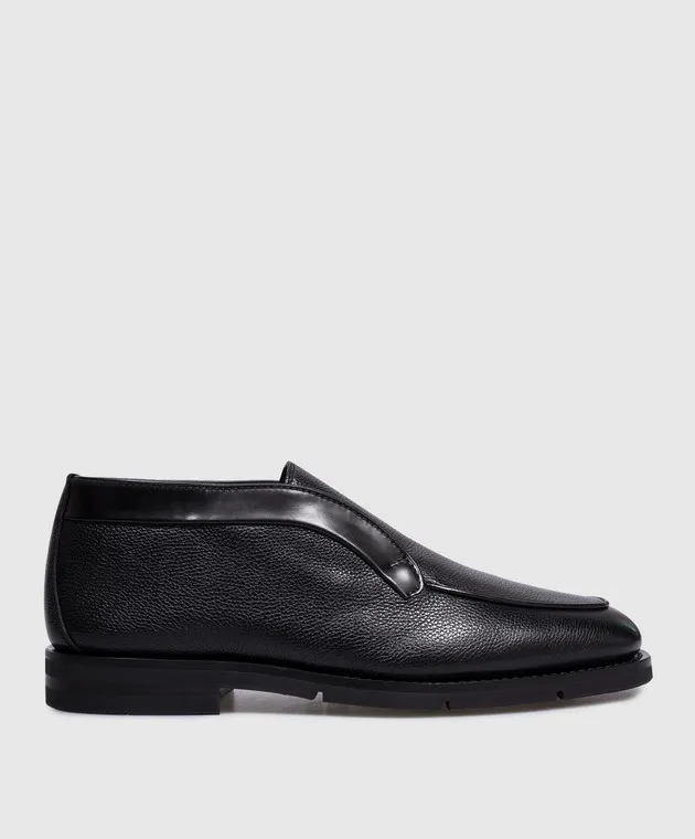 Santoni Deserti di pelle nera su pelliccia MCNC18392PI2AFUE