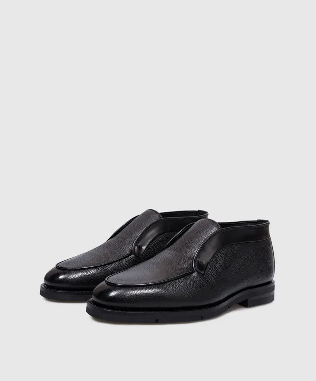 Santoni Deserti di pelle nera su pelliccia MCNC18392PI2AFUE