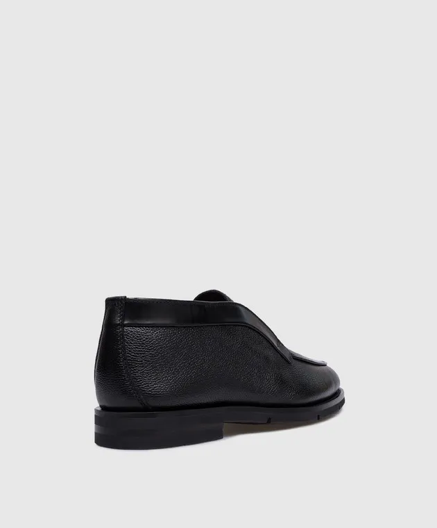 Santoni Deserti di pelle nera su pelliccia MCNC18392PI2AFUE