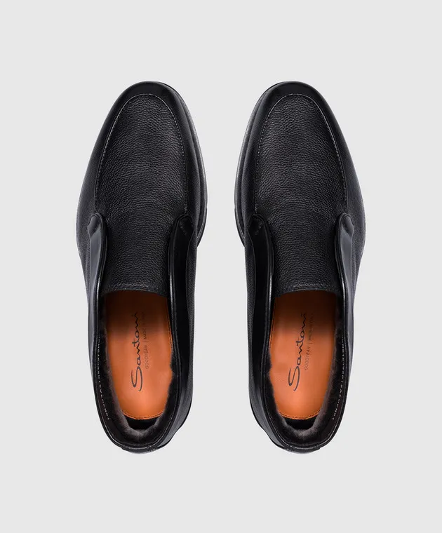 Santoni Deserti di pelle nera su pelliccia MCNC18392PI2AFUE
