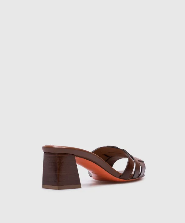 Santoni Mules in pelle marrone WHNA70831HA3TACG