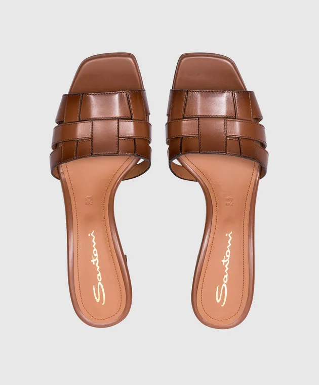 Santoni Mules in pelle marrone WHNA70831HA3TACG