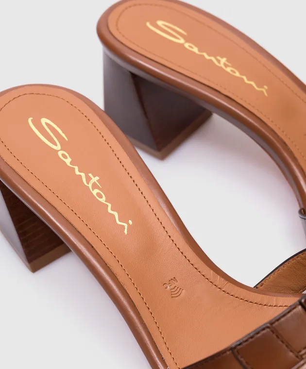 Santoni Mules in pelle marrone WHNA70831HA3TACG