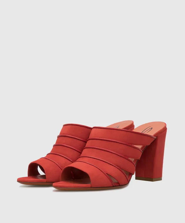 Santoni Mules in pelle scamosciata corallo WHTP58513HI2CMFL