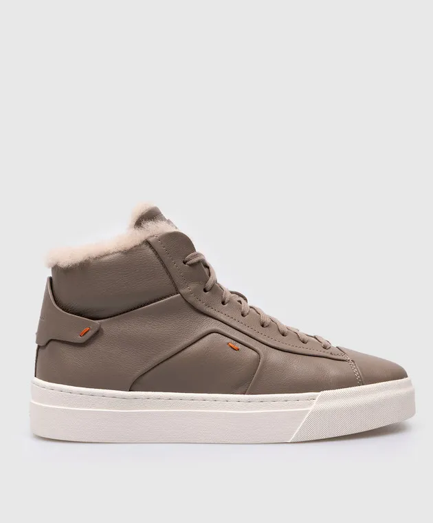 Santoni Scarpe alte in pelle marrone con pelliccia WBGT60943PNNPAIY