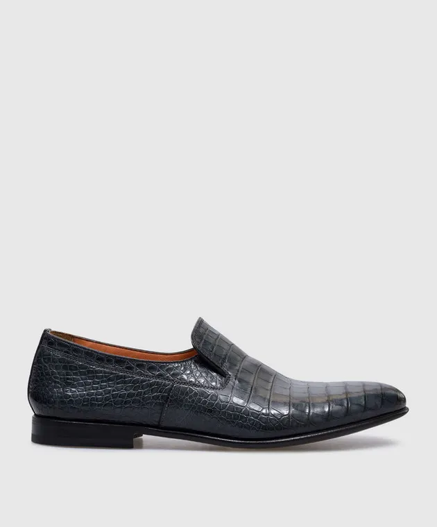 Santoni Scarpe in pelle di coccodrillo blu MCWI12146