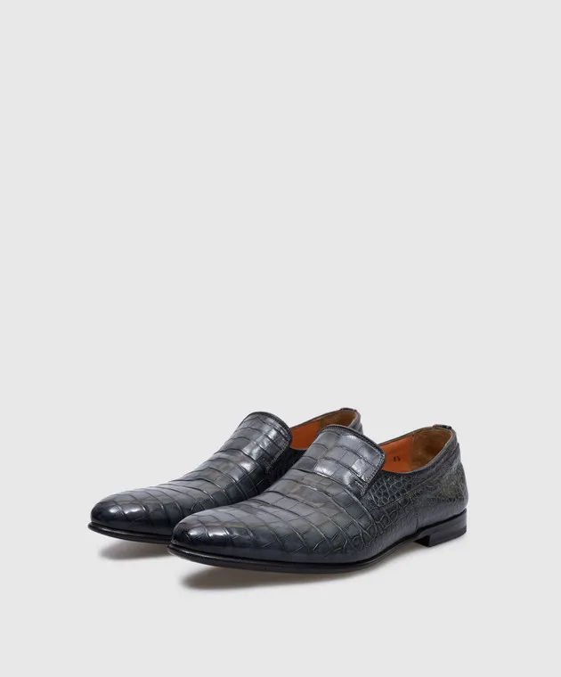 Santoni Scarpe in pelle di coccodrillo blu MCWI12146