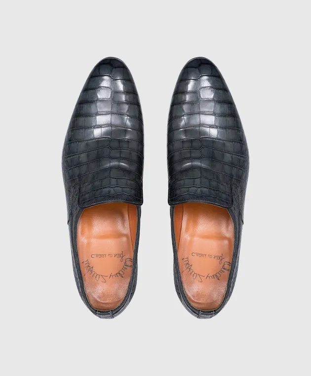 Santoni Scarpe in pelle di coccodrillo blu MCWI12146