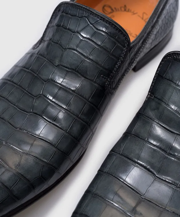 Santoni Scarpe in pelle di coccodrillo blu MCWI12146