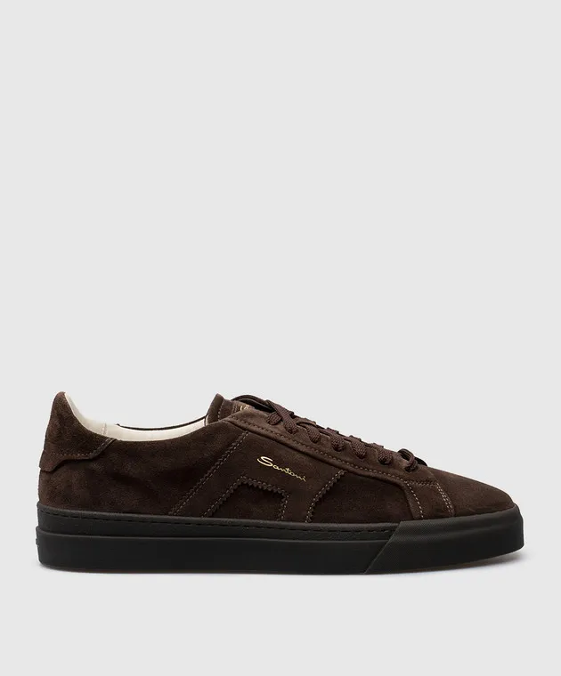 Santoni Sneaker logo in camoscio marrone MBGT21870SMOGSEY