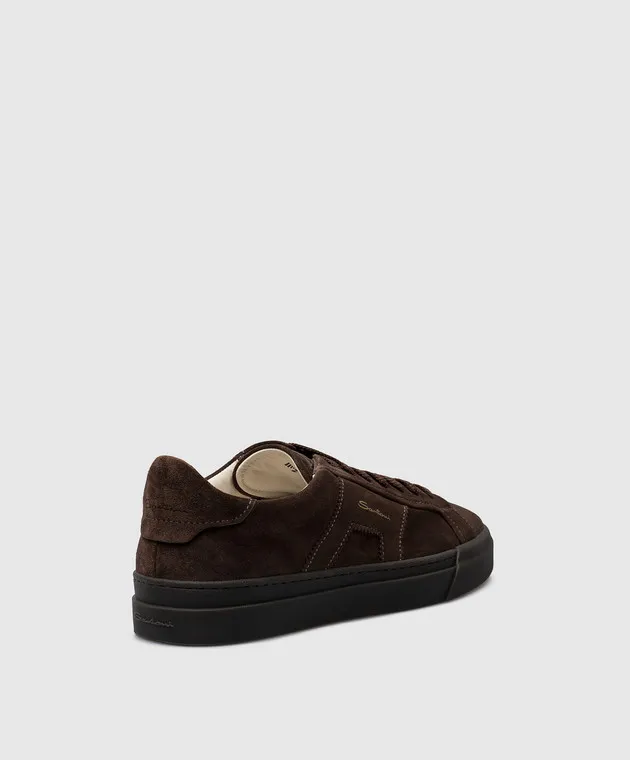 Santoni Sneaker logo in camoscio marrone MBGT21870SMOGSEY