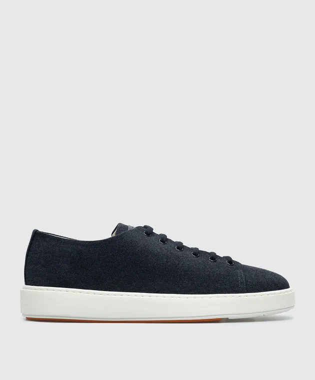 Santoni Sneakers blu con logo testurizzato MBCD21927BARGKYO