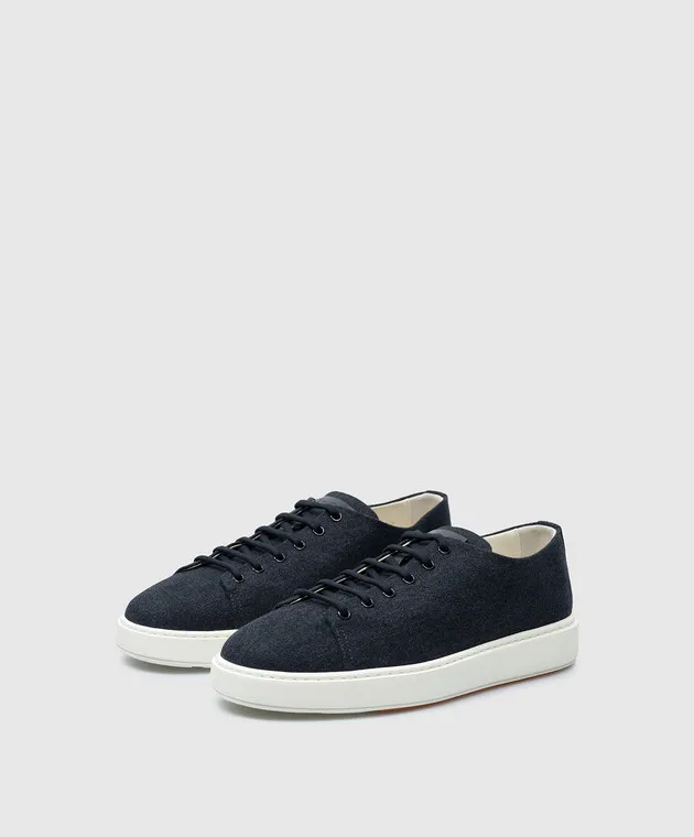 Santoni Sneakers blu con logo testurizzato MBCD21927BARGKYO