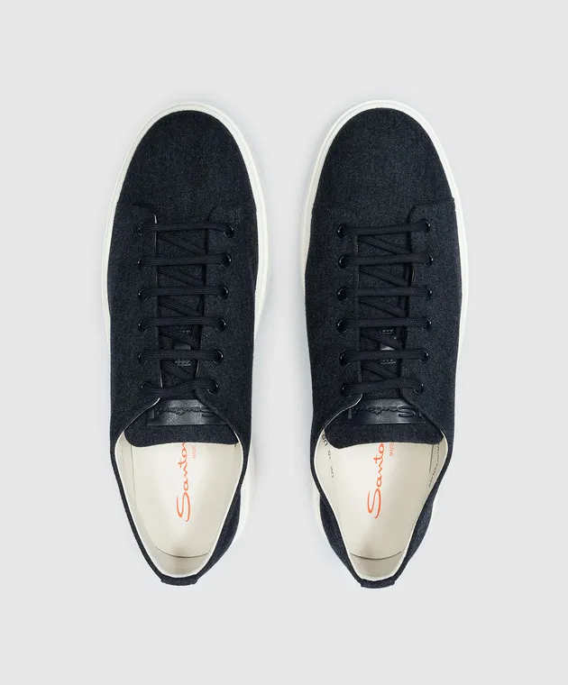 Santoni Sneakers blu con logo testurizzato MBCD21927BARGKYO