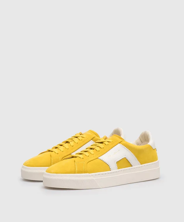 Santoni Sneakers in camoscio giallo con logo in rilievo WBGT61127PNNGJAL