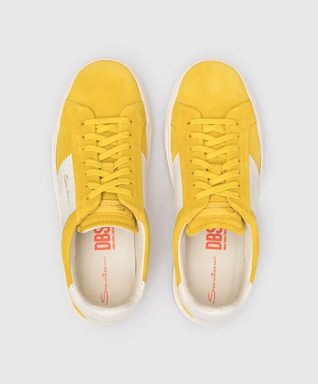 Santoni Sneakers in camoscio giallo con logo in rilievo WBGT61127PNNGJAL
