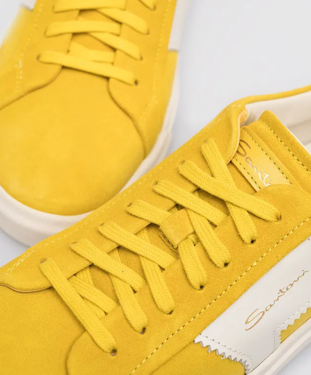 Santoni Sneakers in camoscio giallo con logo in rilievo WBGT61127PNNGJAL