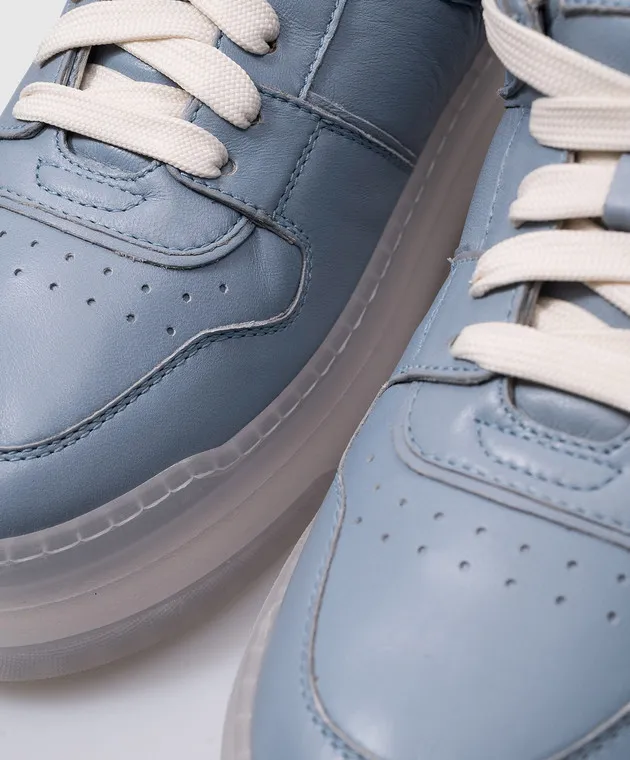 Santoni Sneakers in pelle blu con stampa logo WBSA61177BIAHESS
