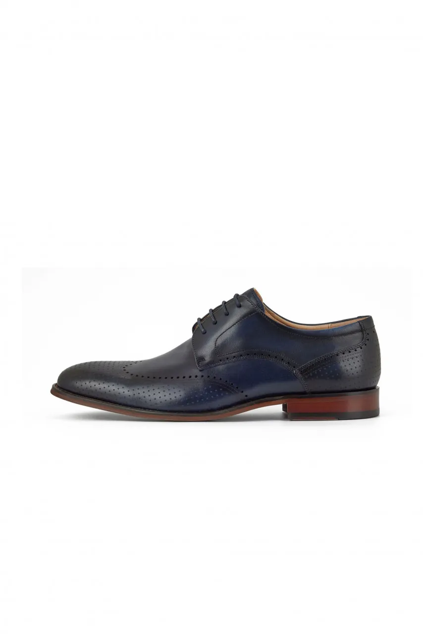 Scarpa derby all'inglese blu elegante digel in vera pelle