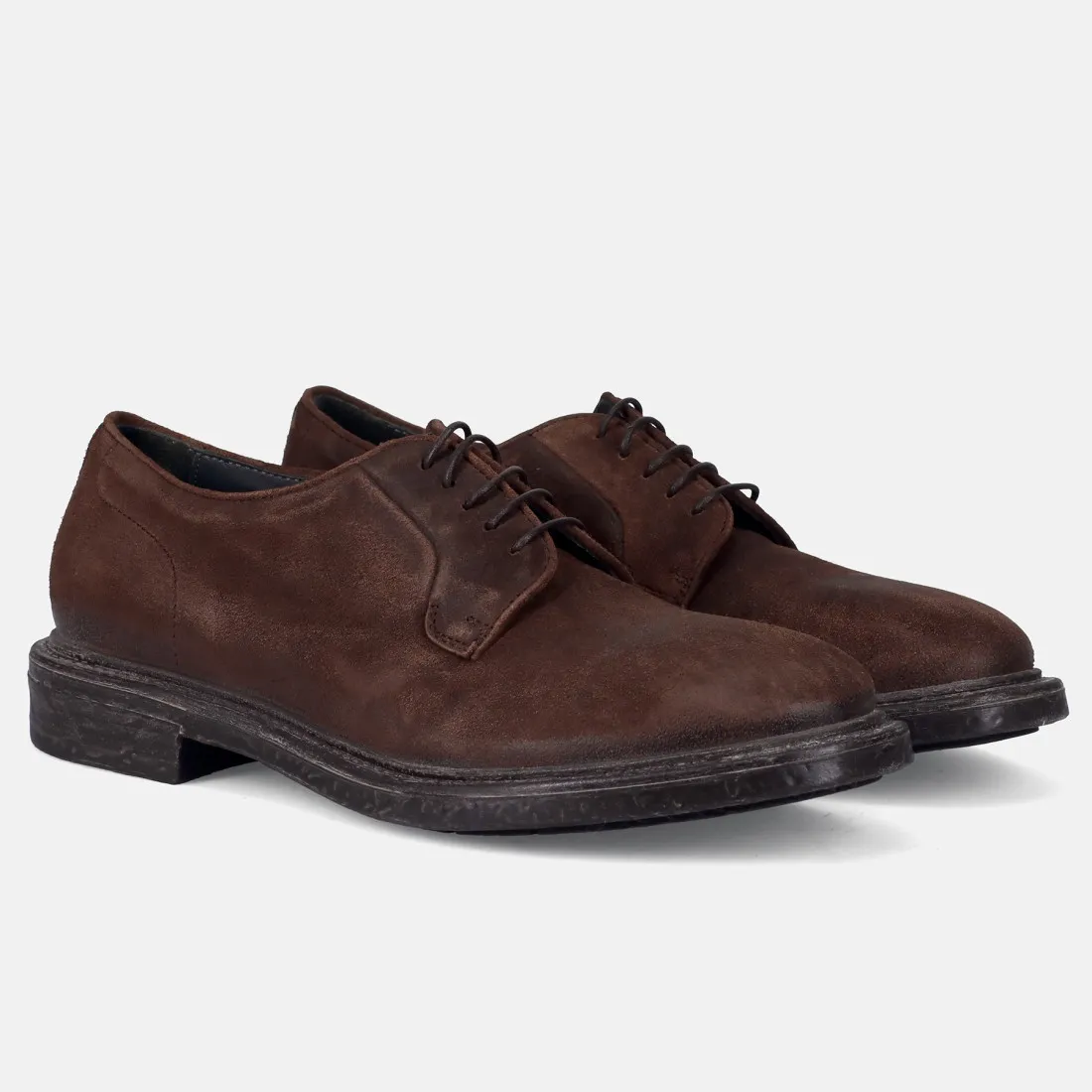 Scarpa stringata derby da uomo Moma in camoscio marrone