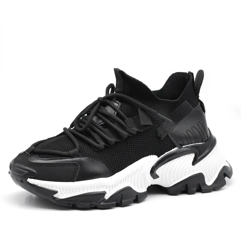 Scarpe Da Donna Ginnastica Sportive Sneaker Platform Bicolori CN-015 nero