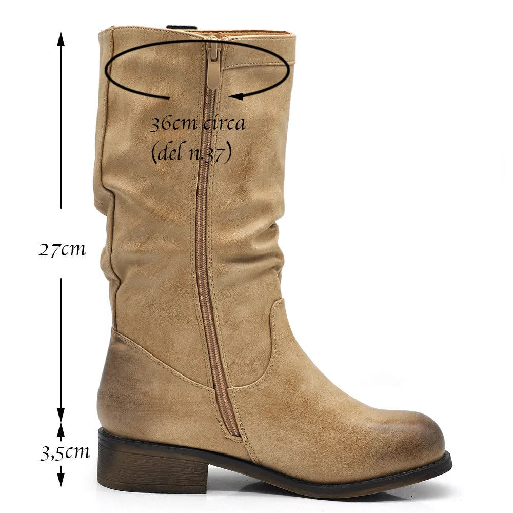 Scarpe Da Donna Tronchetti Stivaletti Stivali Con Fibbia Motociclista 991