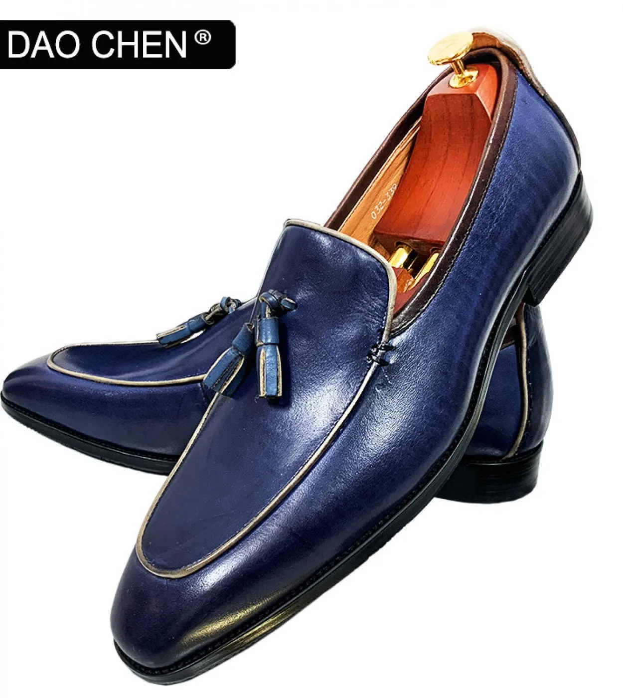 Scarpe da uomo in vera pelle di marca di lusso Mocassini con nappine nere blu Slip on Eleganti scarpe da uomo da uomo Casu da uo
