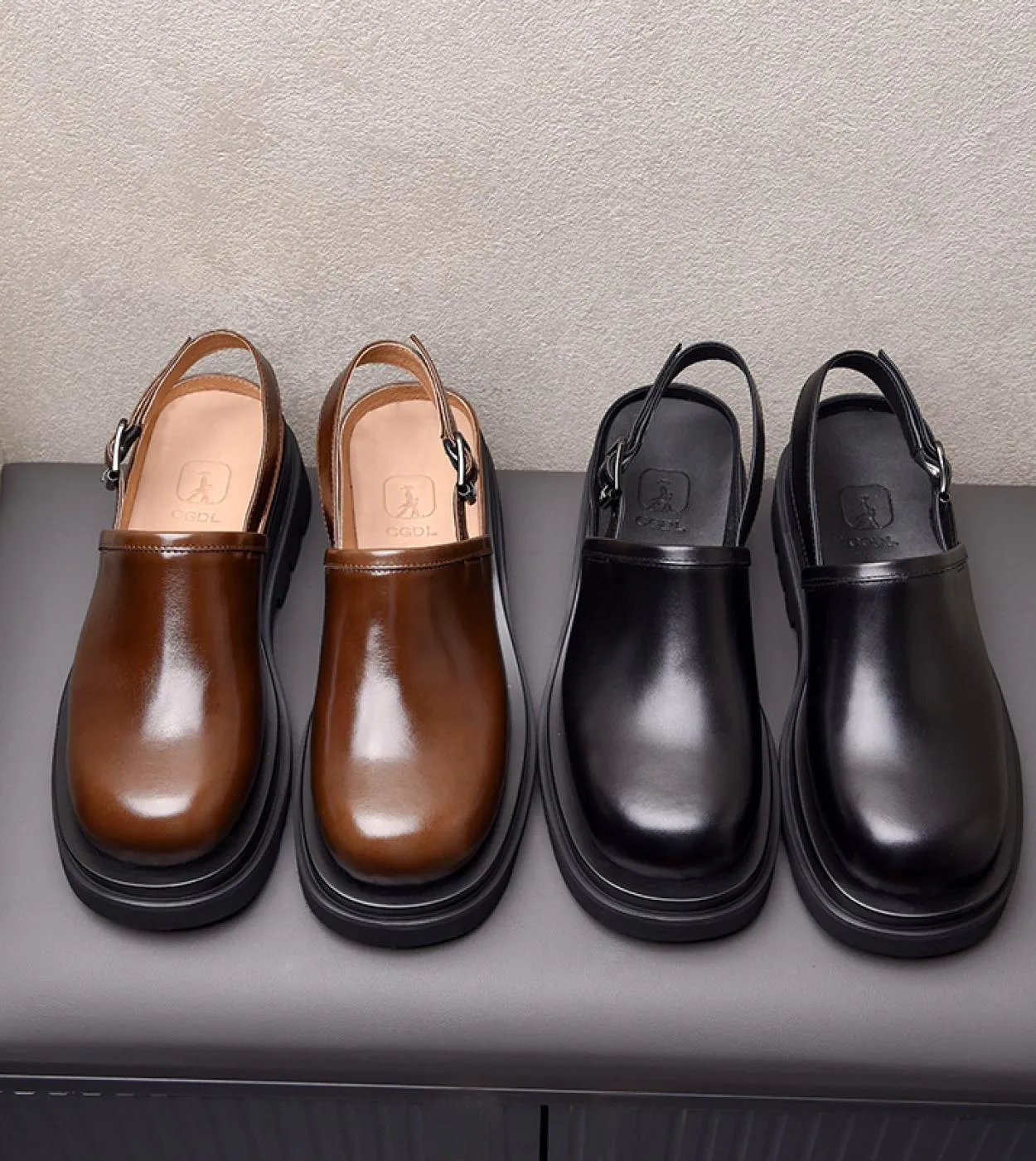 Scarpe eleganti da uomo con plateau Tacchi alti 5,5 cm Scarpe da sposa estive con fibbia a punta tonda in vera pelle di lusso Sc