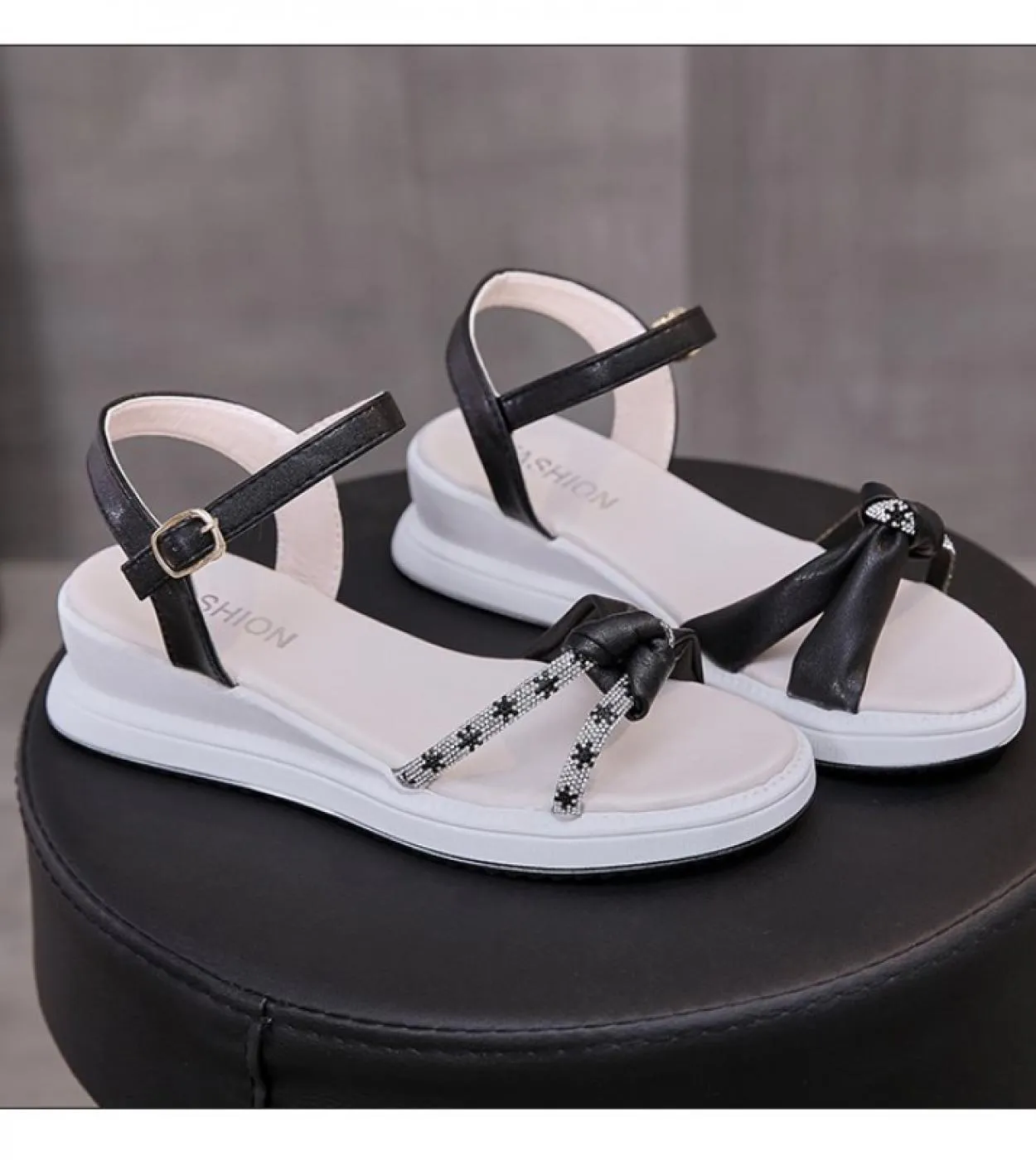 Scarpe estive da donna 2022 Sandali con plateau in cristallo con paillettes Sandali con zeppa open toe da donna Scarpe casual le