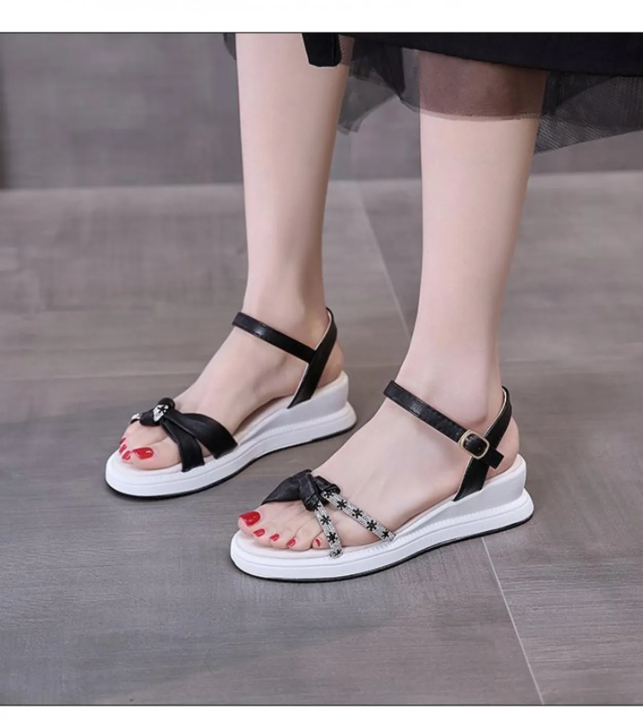 Scarpe estive da donna 2022 Sandali con plateau in cristallo con paillettes Sandali con zeppa open toe da donna Scarpe casual le